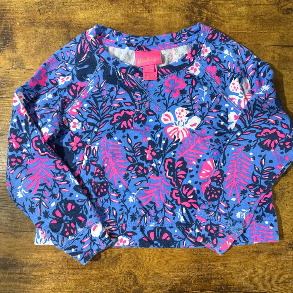Lilly Pulitzer Girls Mini Emmaline Pullover in Birds Eye View XS 2/3